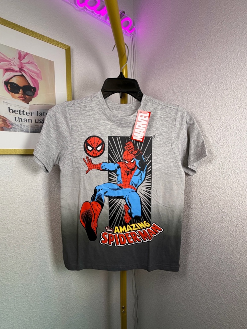 Marvel Spider-Man Graphic Tee - Gray with Red & Blue - Boys Size 10 NWT